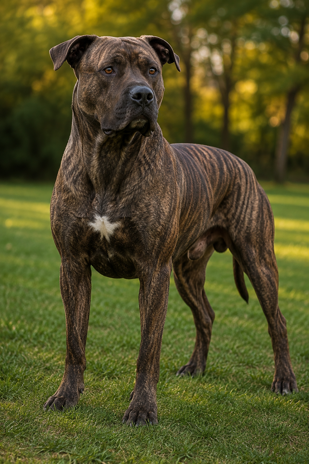 Blade, an American Staffordshire Terrier, standing outdoors