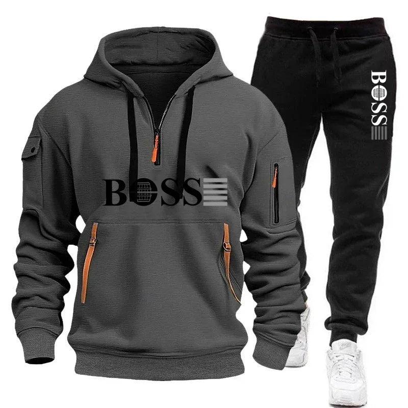 Men's Windproof Pullover Hoodie & Jogger Set