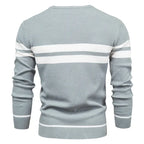 Men's Patchwork Knit O-Neck Pullover Sweater