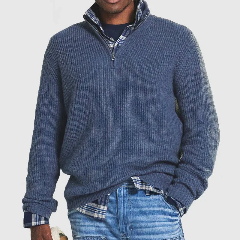 Men's Half-Zip V-Neck Casual Pullover