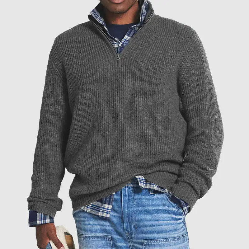 Men's Half-Zip V-Neck Casual Pullover