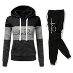 Women's Colour Block Hoodie Tracksuit