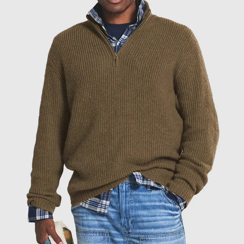 Men's Half-Zip V-Neck Casual Pullover