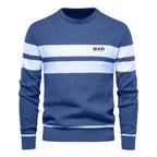 Men's Patchwork Knit O-Neck Pullover Sweater