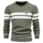 Men's Patchwork Knit O-Neck Pullover Sweater