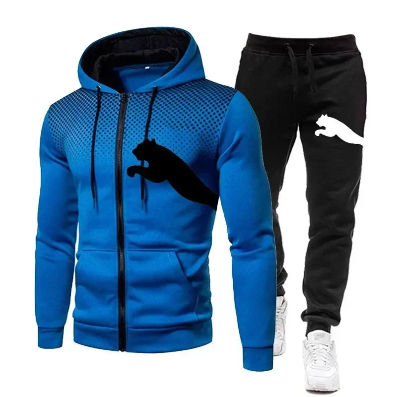 Men's Zip Hoodie & Jogger Sweatshirt Set