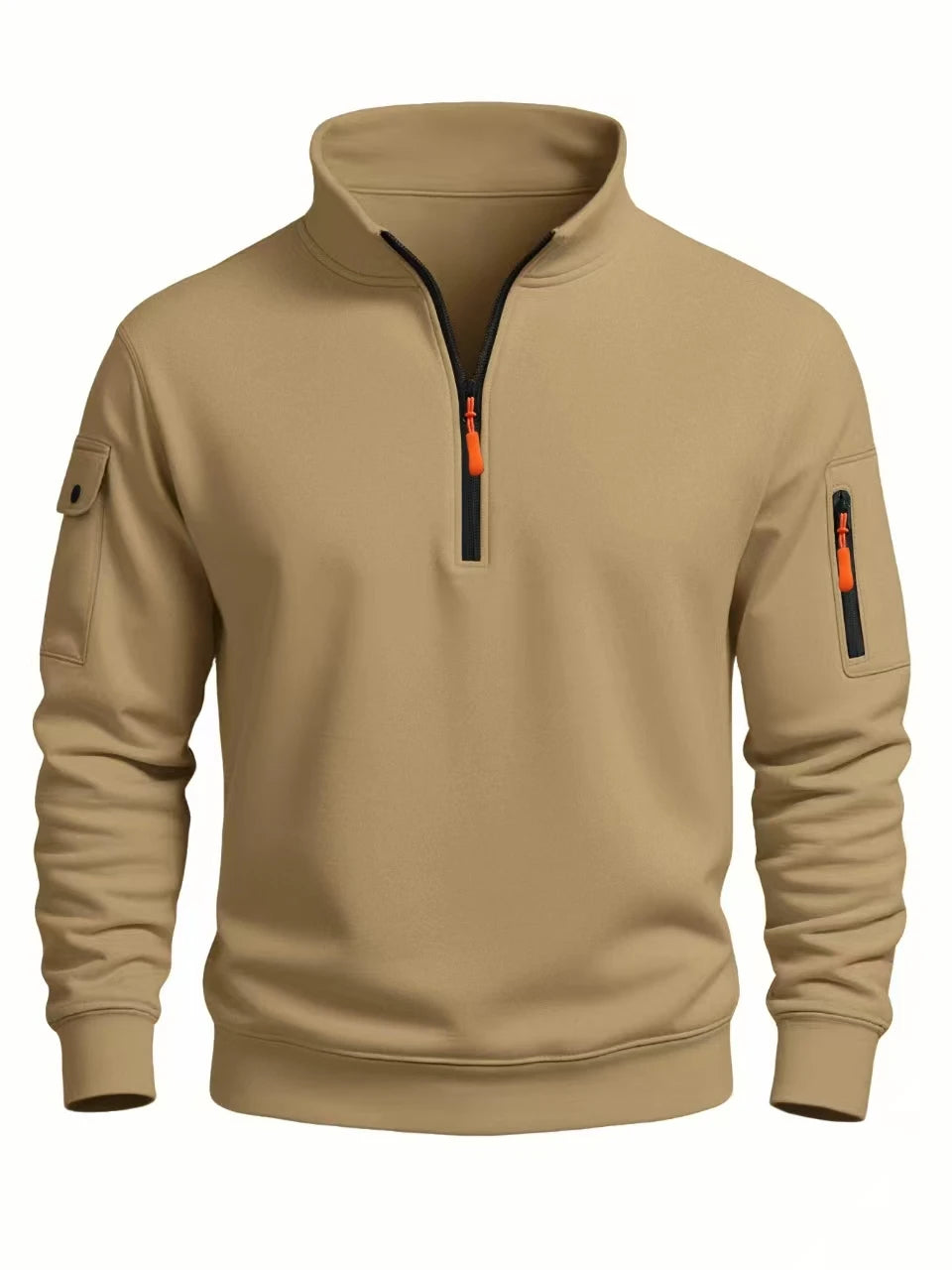 Men's High-Neck Half-Zip Windproof Sweatshirt