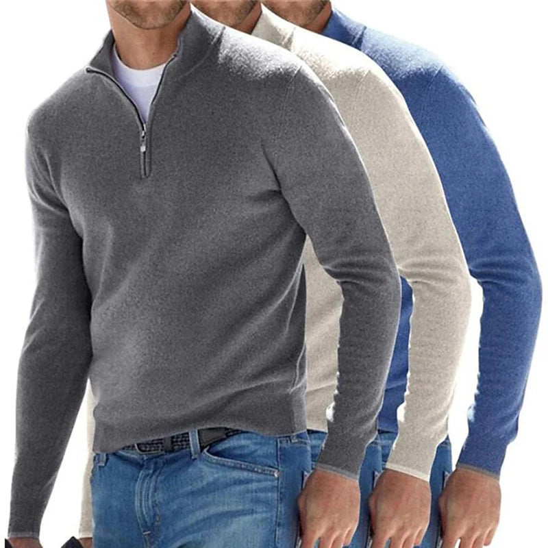 Men's Half-Zip Mock Neck Knit Sweater