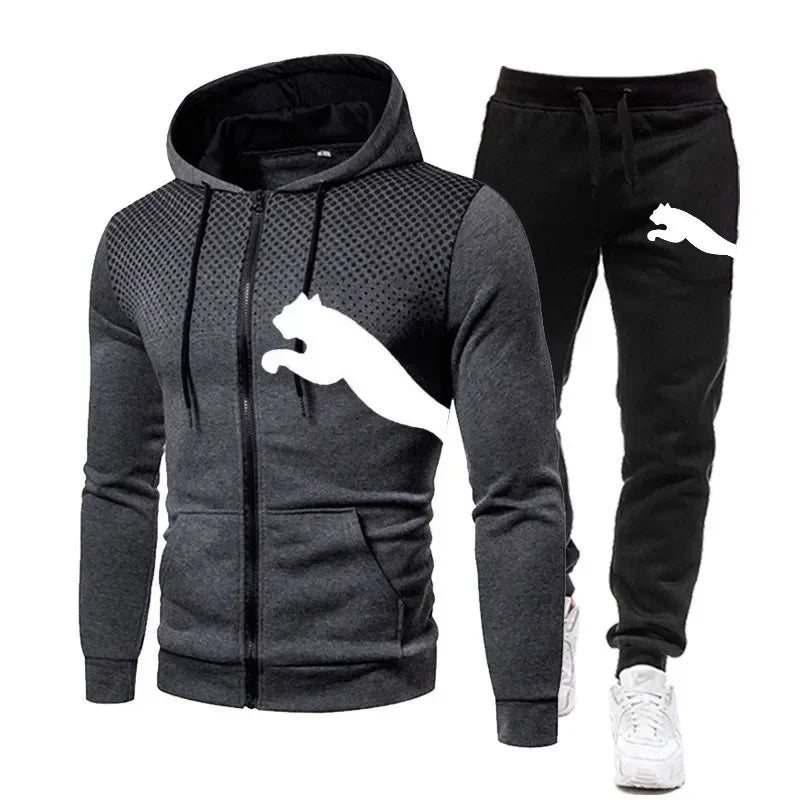 Men's Zip Hoodie & Jogger Sweatshirt Set