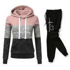 Women's Colour Block Hoodie Tracksuit