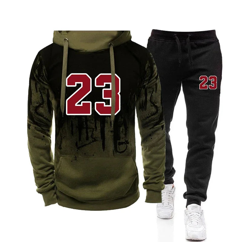 Men's Hooded Pullover & Drawstring Jogger Set