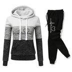 Women's Colour Block Hoodie Tracksuit