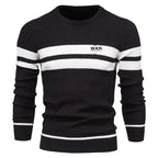 Men's Patchwork Knit O-Neck Pullover Sweater
