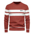 Men's Patchwork Knit O-Neck Pullover Sweater
