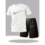 Men's Printed T-Shirt & Sports Shorts Set