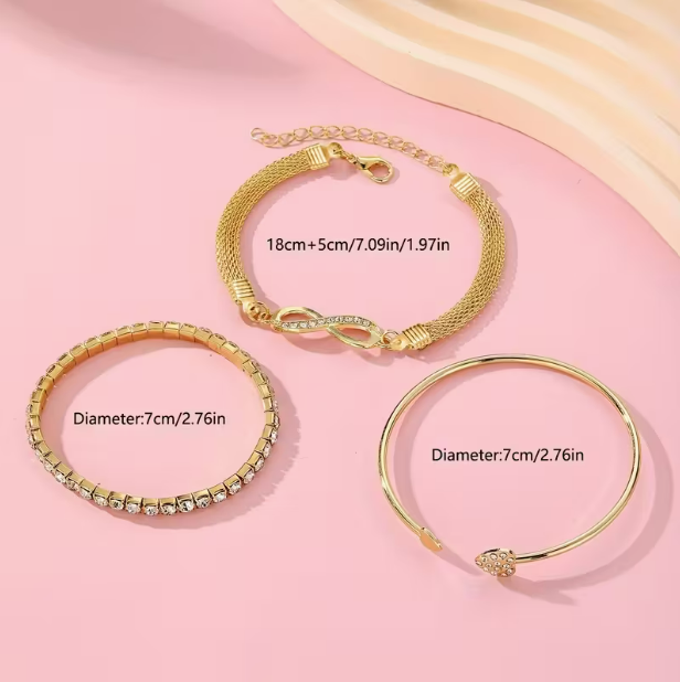 Lumière Trio Bracelet Set stacked on white plate