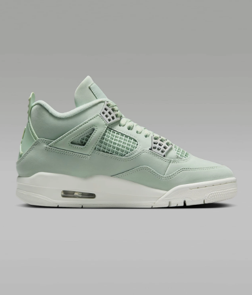 Air Jordan 4 Retro Abundance Seafoam – top down view showing laces and tongue