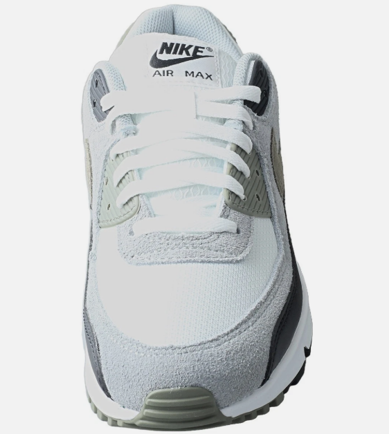 Nike Air Max 90 PF Grey White – rear heel view showing NIKE AIR embossed tab