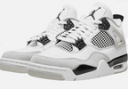 Air Jordan 4 Retro Military Black – pair three-quarter front view showing black mesh netting and Jumpman tongue