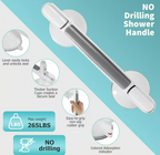 No-drill shower handle features — 265lb capacity, non-slip grip