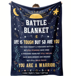Battle Blanket front view - You Are A Warrior cancer comfort blanket