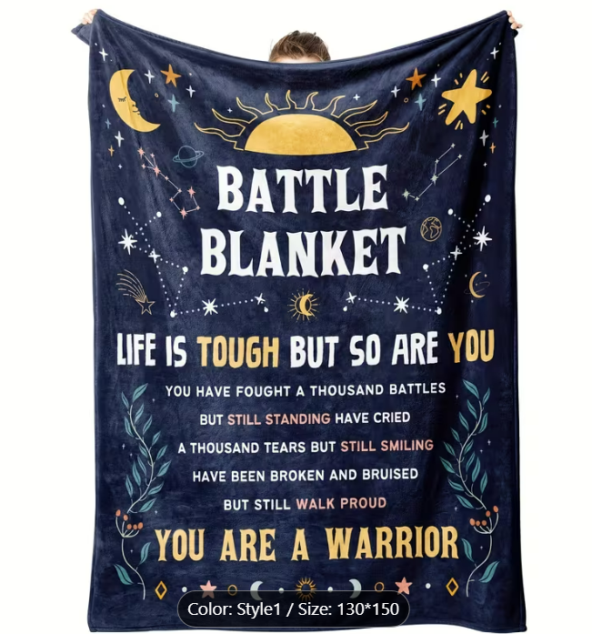 Battle Blanket front view - You Are A Warrior cancer comfort blanket