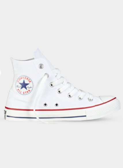 Converse Chuck Taylor All Star White High Top – lateral side profile view showing All Star ankle patch