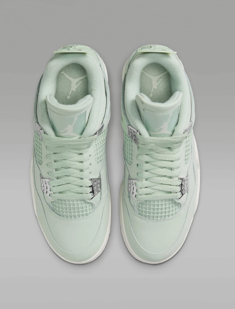 Air Jordan 4 Retro Abundance Seafoam – rear heel pair view showing Jumpman branding
