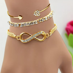 Lumière Trio Bracelet Set worn on wrist - dark background
